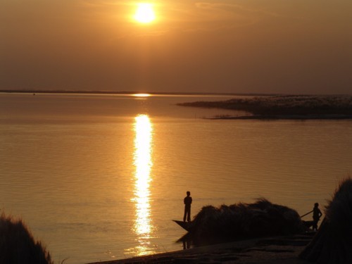 Sunset at the river Padma